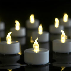 24-Pack LED Tea Lights – Warm Yellow, Battery Operated with 30+ Hours of Light, Ideal for Holiday Decor and Prayer