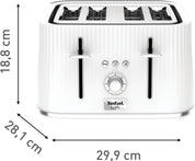 White 4-Slot Toaster 1700W | Extra Wide Slots, 7 Browning Levels, High-Lift Lever, Even Toasting, Removable Crumb Tray