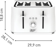 White 4-Slot Toaster 1700W | Extra Wide Slots, 7 Browning Levels, High-Lift Lever, Even Toasting, Removable Crumb Tray