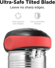 Kitchen Mama One-to-Go Electric Can Opener – One-Touch, Auto Detect & Stop, Smooth Edge, Lid Lift, Battery Operated (Red)