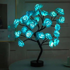 Rose Flower Lamp USB/Battery Operated Desk Tree Lights Rose Flower Fairy Lamp Light with 24 LED Lights Artificial Light Tree Decoration for Home Wedding Christmas Xmas Decoration