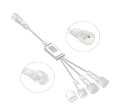 3-Way Splitter Connector for Christmas Lights – 2-Pin Clear Cable, IP65 Waterproof for Outdoor LED and Fairy Lights