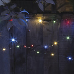 Micro LED Outdoor String Lights / 19.9m Coverage Per Set/Silver Cord/Solar Powered/Weatherproof IP44 (Multicoloured, 2PK of 200)