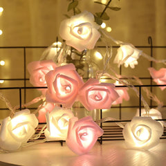 Rose String Lights – 3m, 20 LED Pink Rose Flowers, Battery Powered Fairy Lights for Indoor/Outdoor Use, Ideal for Christmas, Anniversaries, Weddings, Valentine’s Day, and Home Decor