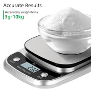 Digital Kitchen Scale 10kg – Stainless Steel Food Scale with LCD & Tare Function
