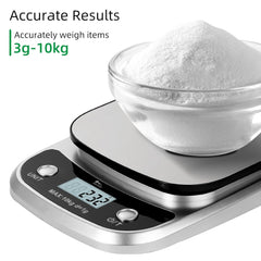 Digital Kitchen Scale 10kg – Stainless Steel Food Scale with LCD & Tare Function