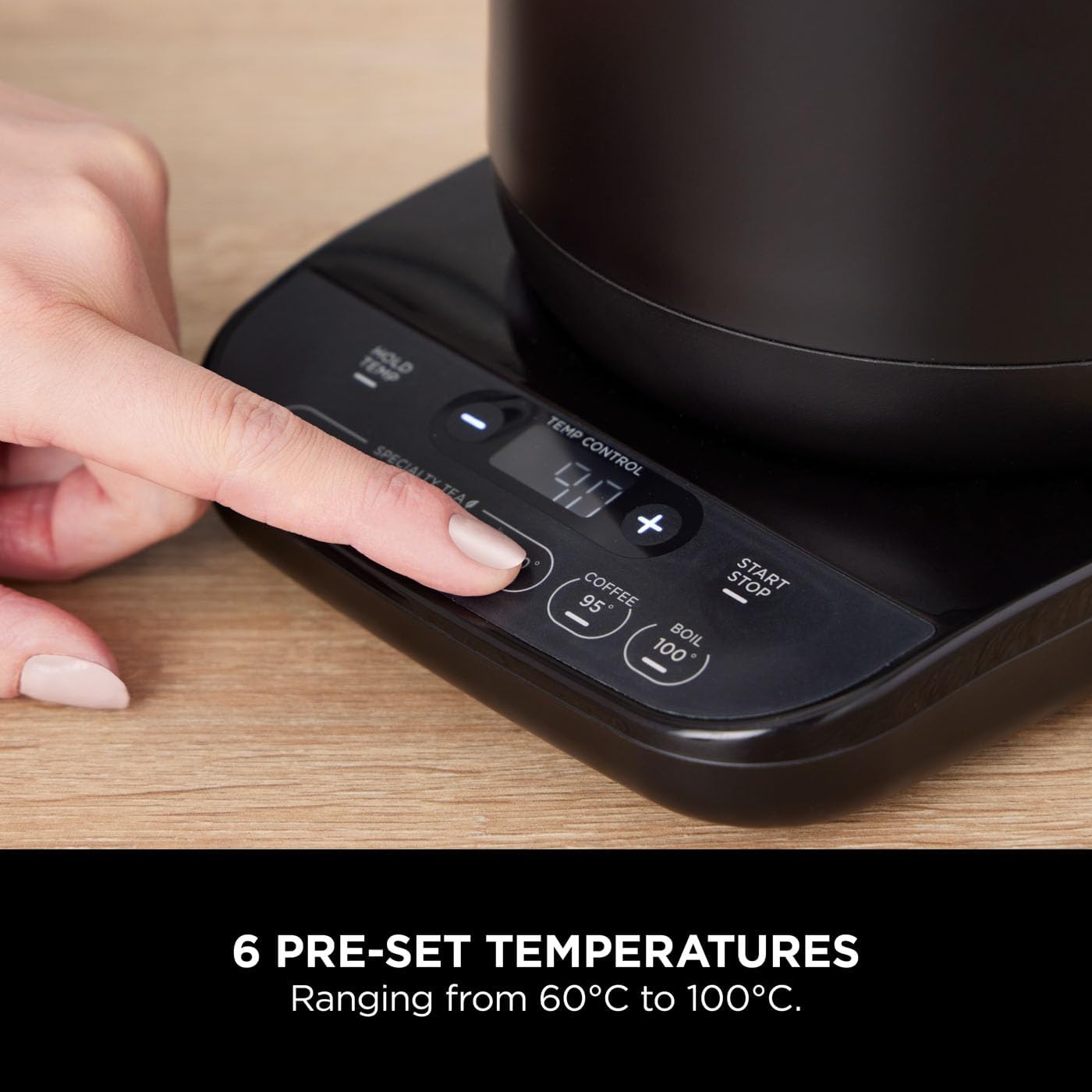 Ninja Perfect Temperature Kettle 1.7L – LED Display, Rapid Boil, Temperature Control & Keep Warm – Black & Copper