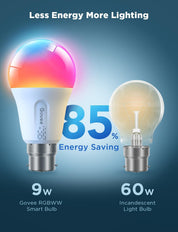 RGBWW Smart Bulb B22 9W WiFi Colour Changing Light