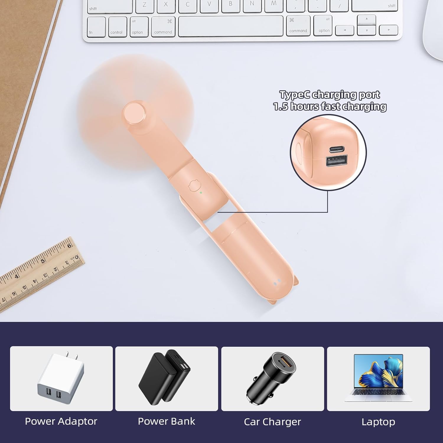 Portable Foldable Handheld Fan with Power Bank