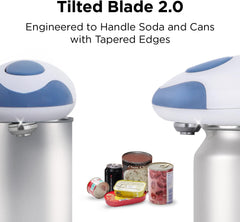 Kitchen Mama Auto 2.0 Electric Can Opener – Hands-Free, Battery Operated, Smooth Edge, Food-Safe Blade, Easy One-Touch Use – Morandi Blue