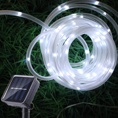 Solar String Lights – 23ft 50 LED Rope Lights with Tube Copper Wire, Solar-Powered Fairy Lights for Garden, Yard, Home, Wedding, and Christmas Decorations (White)