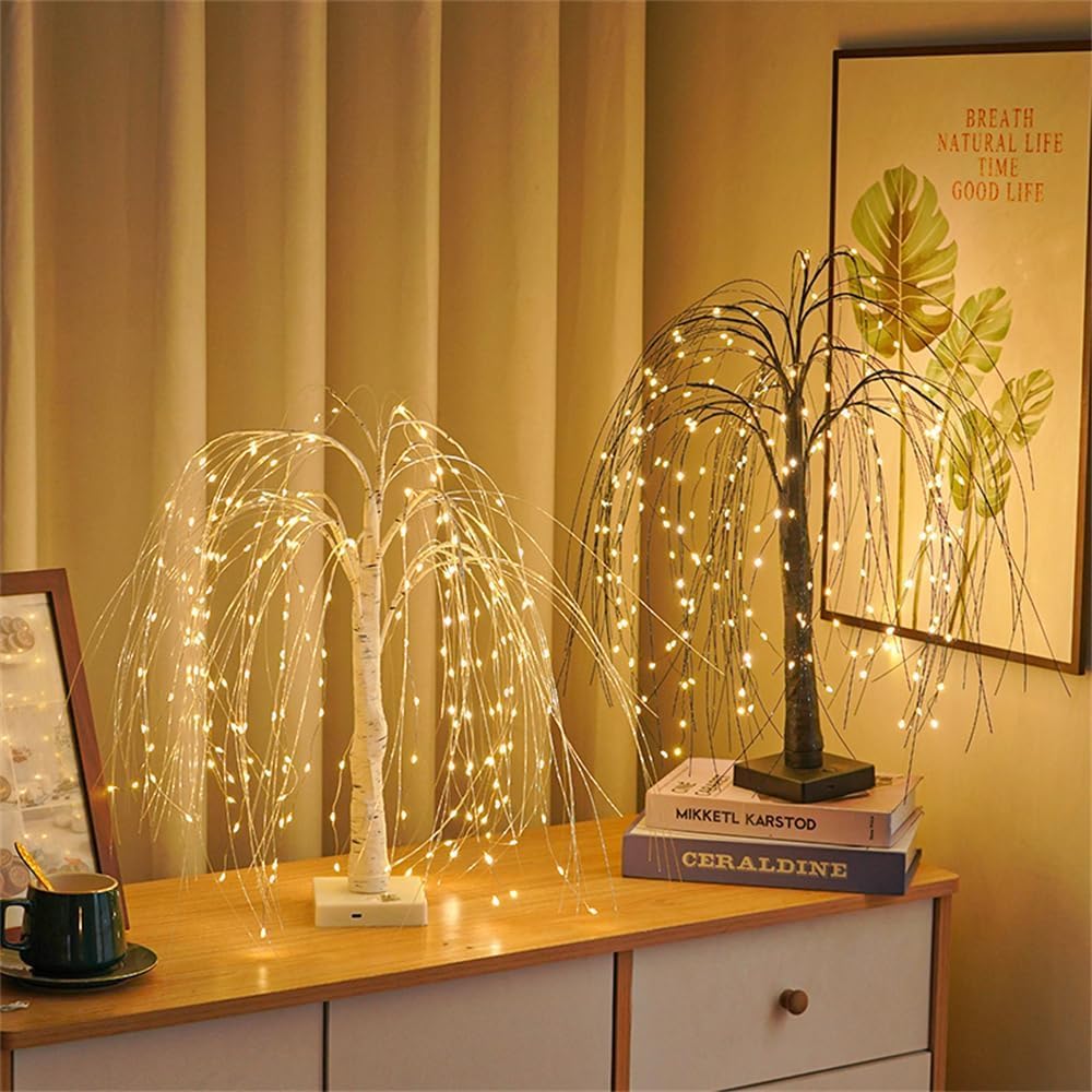 LED Willow Tree Table Lights with 192 LEDs, 20 Inch Decorative Branch Lamp with 8 Lighting Modes for Home and Event Décor