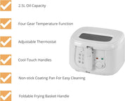 SD6080N Deep Fat Fryer 2.5L – 1800W, Adjustable Temperature Control, Viewing Window, Easy Clean, White