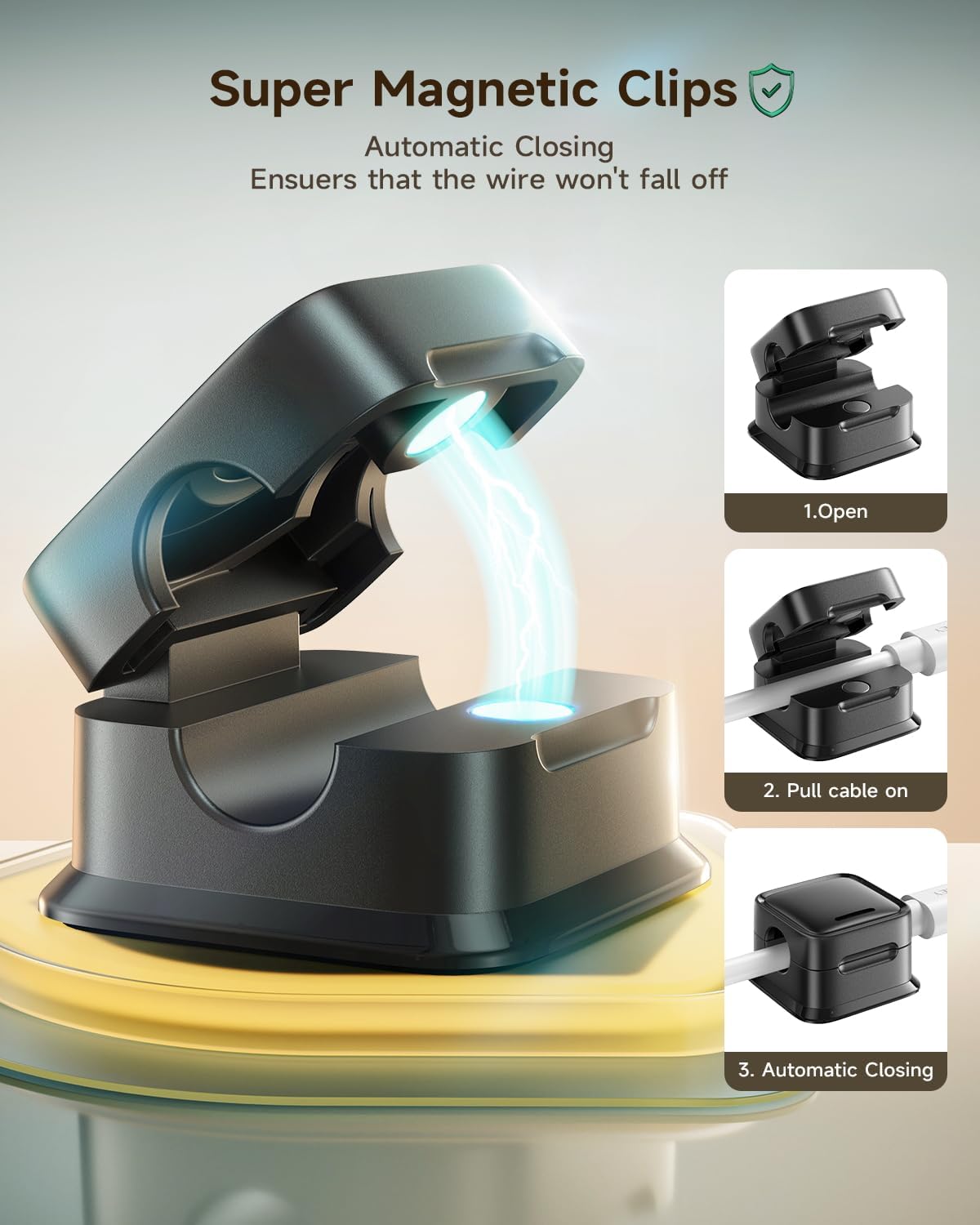 8-Pack Magnetic Cable Organizer Clips – Cord Holder & Wire Management for Desk, Office, Kitchen