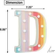 Rainbow LED Marquee Letter D – Color Changing Night Light