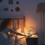 Wooden Ramadan Crescent Moon LED Table Light, Battery Powered Eid Decorative Lamp for Home & Festive Display