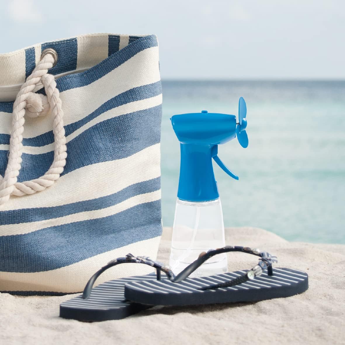 Benross 40239 Water Mist Spray Fan/Handheld Cooling Device/Portable For Holidays, Beach Trips, Sports Events, Office Use & Travel Use/Blue Colour