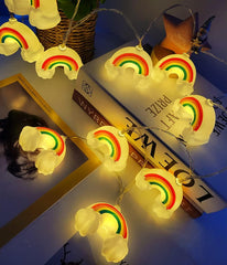 Rainbow Fairy String Lights, 20 Led 10 ft Warm White Xmas Indoor Outdoor Fairy Lights Battery Powered Wall Light Wedding Party Home Christmas Nursery Gift Bedroom Decoration