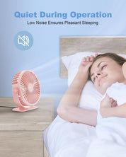 TriPole Desk Fan for Home, Portable USB Handheld Fan 3 Speeds Powerful Table Fan Silent, 360°Adjustable Mini Cooling Fans, Electric small Desktop Quiet Fans for Bedroom, Office, Library, Travel,Pink