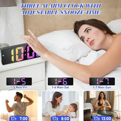 LED Digital Alarm Clock – Large Display, Snooze, Temperature, Date, Brightness Adjustable