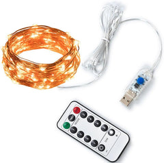 36FT USB Fairy Lights with 100 LEDs, Multicolor Copper Wire String Lights with Remote Control, 8 Modes, and Timer for Christmas and Festive Decor