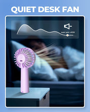 Mini Portable Handheld Fan 1800mAh 3 Speeds Light Purple