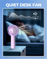 Mini Portable Handheld Fan 1800mAh 3 Speeds Light Purple