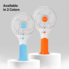 GEEPAS Rechargeable Fan | Mini Portable USB Handheld Fan for Home Office Travel Outdoor Personal Use | 3 Speed Settings 8Hr Run Time | Ultra Quiet Lightweight Air Circulator | 2 Year Warranty Orange
