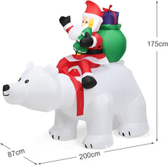 Outdoor 8FT LED Santa Polar Bear Inflatable Waterproof Holiday Decoration