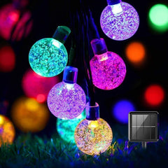 Solar String Lights Garden, 50 LED 24Ft Multi-Coloured Festival Lights Crystal Ball Decorative Fairy Lights Waterproof Indoor Outdoor for Garden, Patio, Yard, Home, Wedding, Christmas, Parties