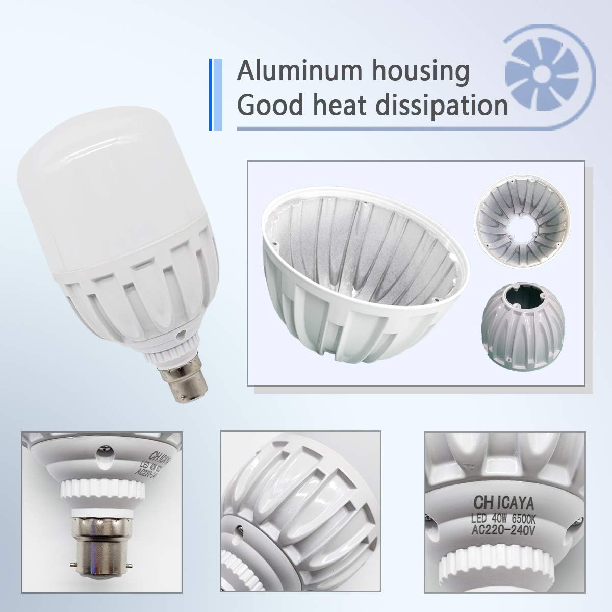 B22 LED Bulb 40W High Power Cool White 6500K