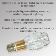 Acrylic Crystal Bulb 5W Edison Screw Light 85-265V, 6000K White Light, E27 Base Professional Decorative lamp (1 Count E27-B006) [Energy Class F]