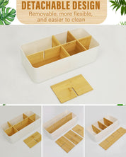 8-Compartment Desk Organiser – White Multifunctional Pen & Office Accessory Holder