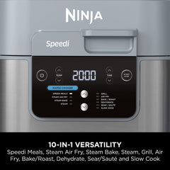 Speedi 10-in-1 Rapid Cooker Air Fryer & Multi Cooker 5.7L – Steam, Grill, Roast, Bake & More – 4 Portions – Sea Salt Grey – UK