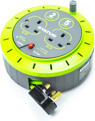 2-Socket 5M Green Cable Reel Extension Lead, 13A Heavy Duty with Thermal Cut-Out