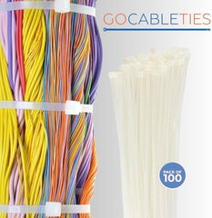 Gocableties White Cable Ties, 200mm x 2.5mm, Pack of 100, 8