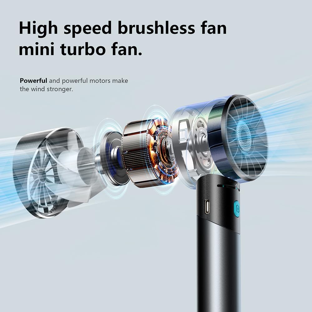 Handheld Fan,Ultra-Portable 7000 RPM Turbo Mini Fan with 16H Battery,4-Speed USB Rechargeable Metal Design | Pocket Fan for Travel/Outdoor/Home/Office,Gift for Men & Women (Alloy Construction)