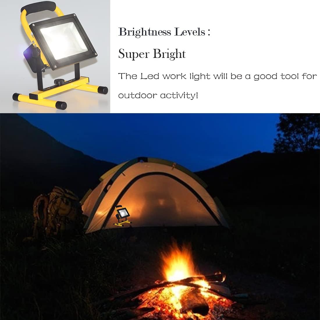 LED Work Lights Portable Floodlight Waterproof Security LED Rechargeable FloodLight for Outdoor, Garage, Car Repairing, Camping, Hiking