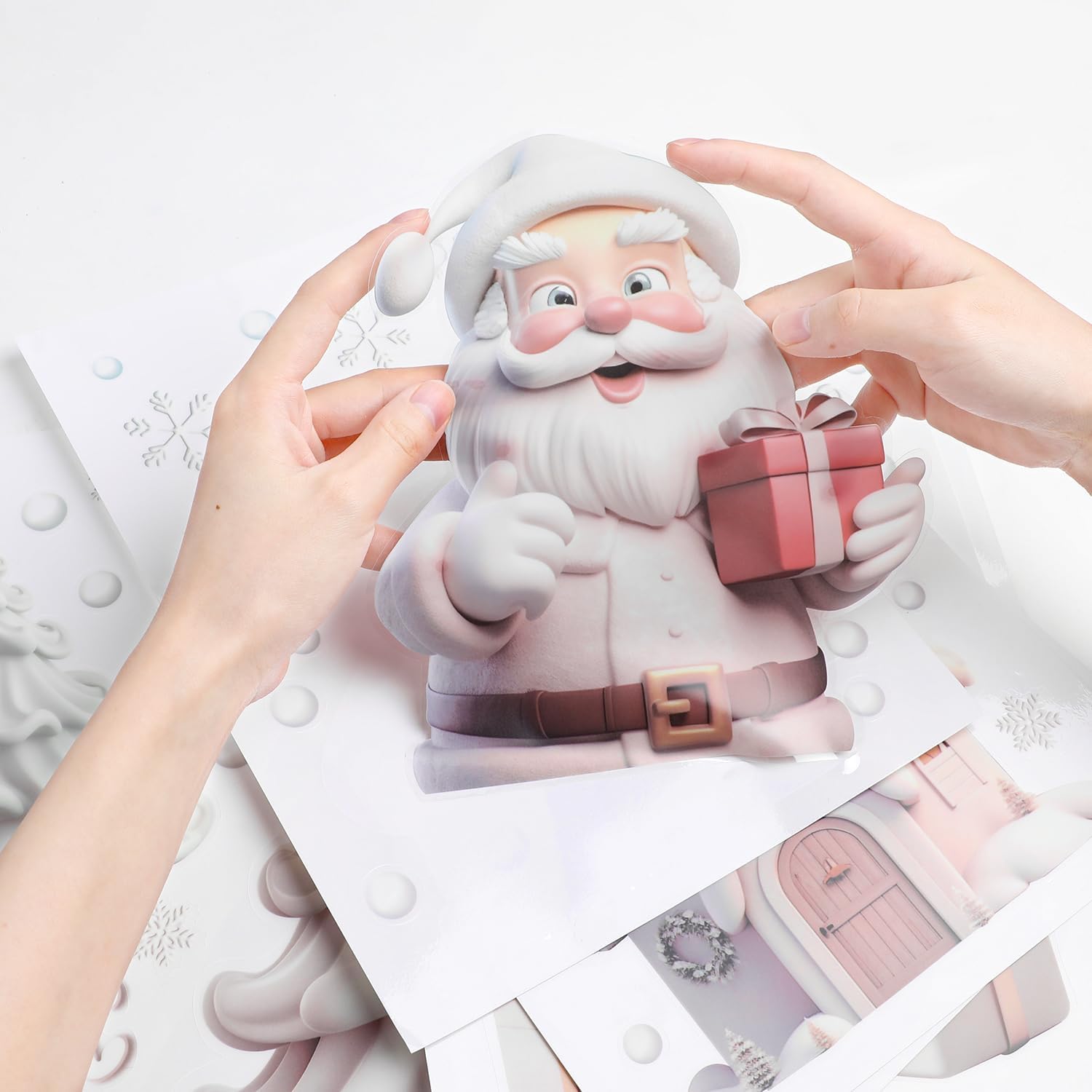 8 Sheets Christmas Window Stickers – Reusable Static Cling Decals