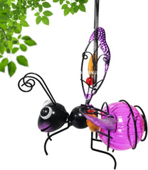 Metal LED Outside Light | Solar-Powered Bee Lights | Garden Decor Bee Lamp with Bouncy Springs and Lanyard, Decorative Solar Hang Bee Light for Tree Branch, Fence