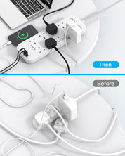 8-Way Extension Lead with 4 USB Ports, 1800J Surge Protected Power Strip 1.8M