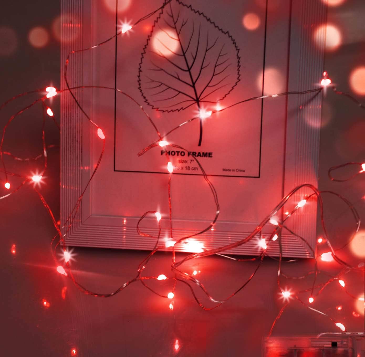 Red Fairy String Lights 5m with 50 LEDs – Battery Operated Waterproof Micro Lights for Decor