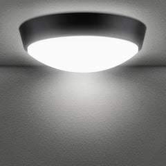 18W LED Circular Wall/Ceiling Light, 4000K, IP65 Waterproof, Round Dome Fitting for Indoor & Outdoor Use, Black