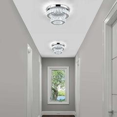 Crystal LED Ceiling Light 30cm, Modern Flush Mount Chandelier 30W