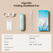 Mini Handheld Fan,USB Rechargeable 3 IN 1 Personal Cooler Fans with Power Bank,LED Flashlight,Small Foldable Pocket Fan-Travel & Emergency Essentials for Outdoor Portable Cooling Fan (Cyan)