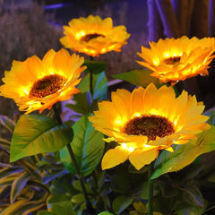 4 Pack Solar Sunflower Lights, Outdoor Garden Ornaments IP65 Waterproof Artificial Flowers Stake Lights Auto ON/Off Light up Gardening Decorative for Lawn Patio Yard Pathway