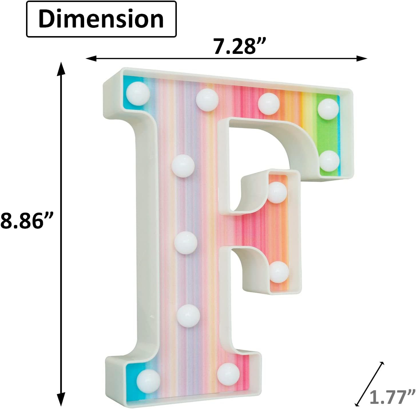 Rainbow LED Marquee Letter F – Color Changing Night Light