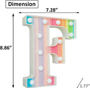 Rainbow LED Marquee Letter F – Color Changing Night Light