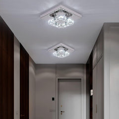 Modern Square K9 Crystal LED Chandelier Flush Mount Ceiling Light