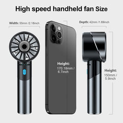 Handheld Fan,Ultra-Portable 7000 RPM Turbo Mini Fan with 16H Battery,4-Speed USB Rechargeable Metal Design | Pocket Fan for Travel/Outdoor/Home/Office,Gift for Men & Women (Alloy Construction)